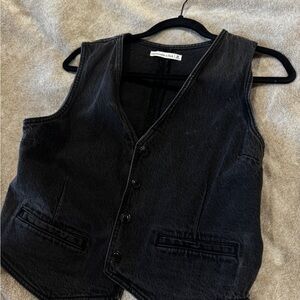 Abercrombie & Fitch Charcoal Denim Vest